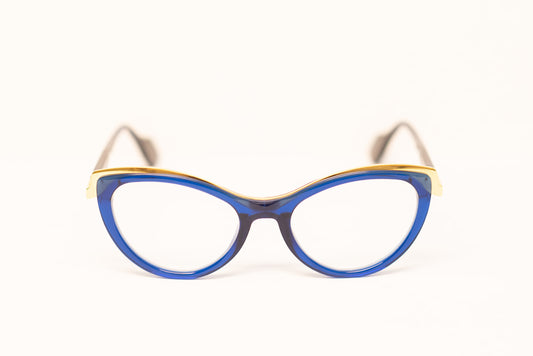 24K Gold Ladies Blue Cat's Eye Optical Eyewear