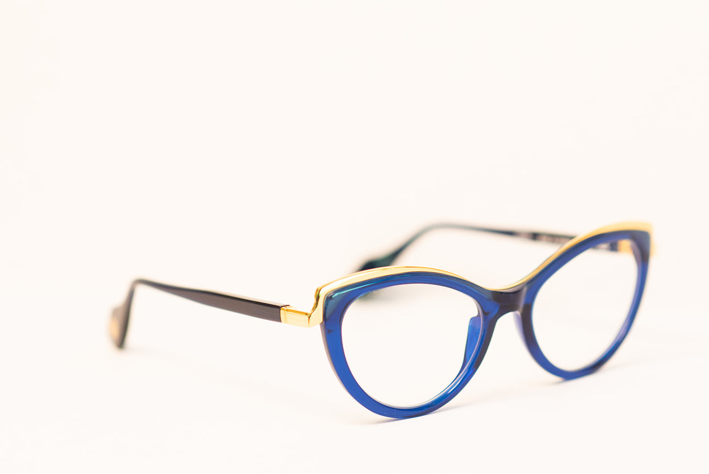 24K Gold Ladies Blue Cat's Eye Optical Eyewear