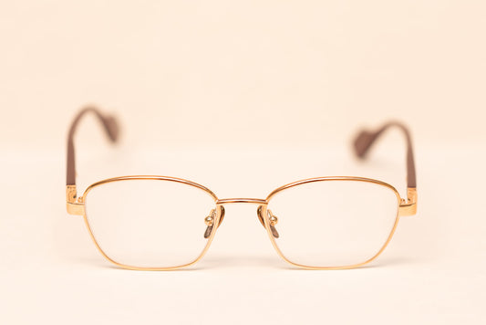 24k Pink Gold Unisex Burgundy Square Optic Eyewear