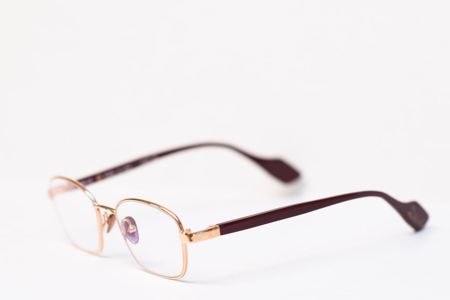 24k Pink Gold Unisex Burgundy Square Optic Eyewear