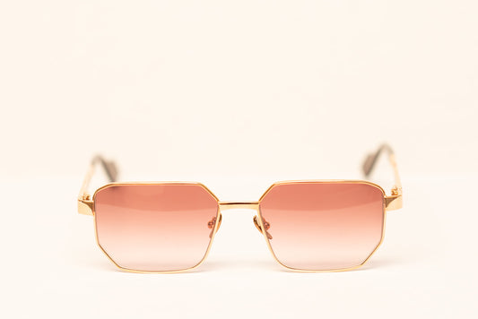 24k Pink Gold Unisex Rectangle Burgundy Sunglasses